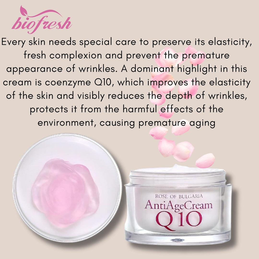 Biofresh Rose of Bulgaria Q10 Anti-Age Cream with Natural Rose Water 1.7 fl oz