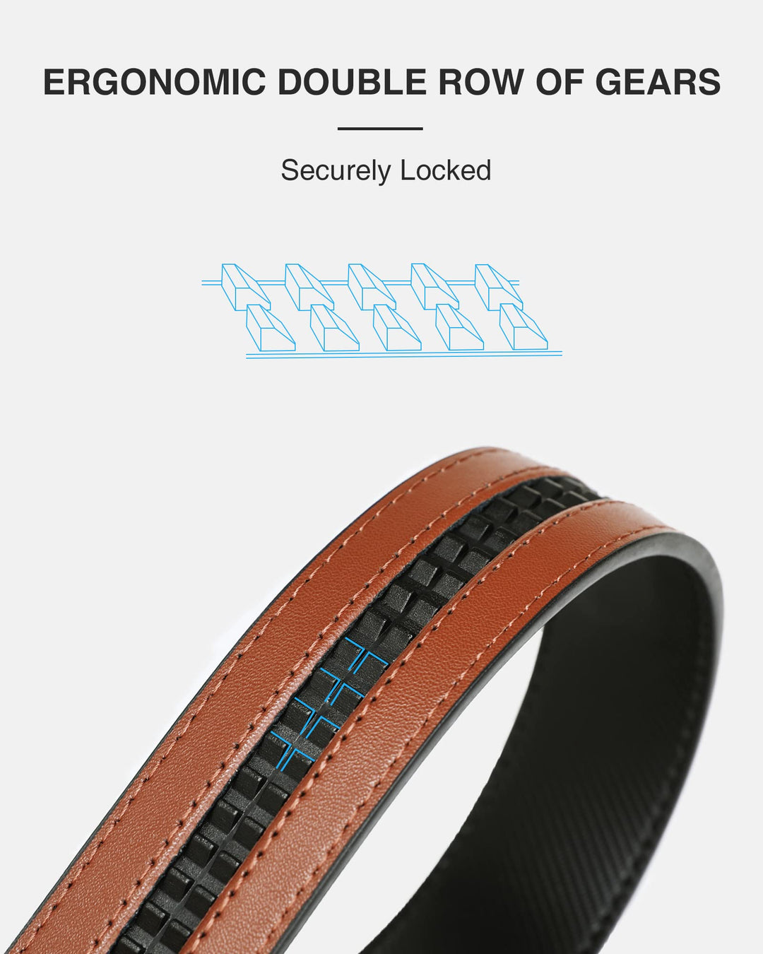 Ratchet Belt Replacement Strap 1 3/8”, Leather Belt Strap for 40MM Slide Click Buckle