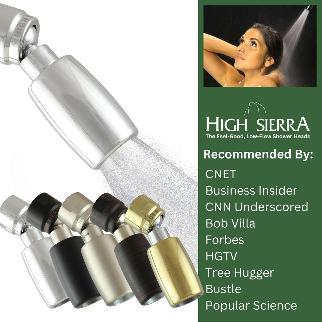 High Sierra Showerheads® - Solid Metal 1.5 GPM High-Efficiency, Low-Flow Shower Head - Chrome