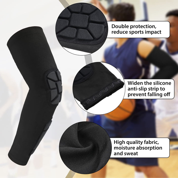 4 Pcs Padded Arm Sleeves Elbow Forearm Crashproof Pads Elbow Guard Compression Arm Protective Support Basketball Shooter Sleeves for Football Volleyball Soccer Baseball Men Women