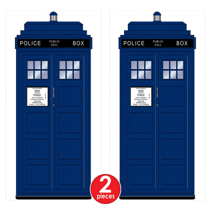 2 Piece Police Call Box Door Covers, 30 x 6&#39; Party Decorations, Multicolored