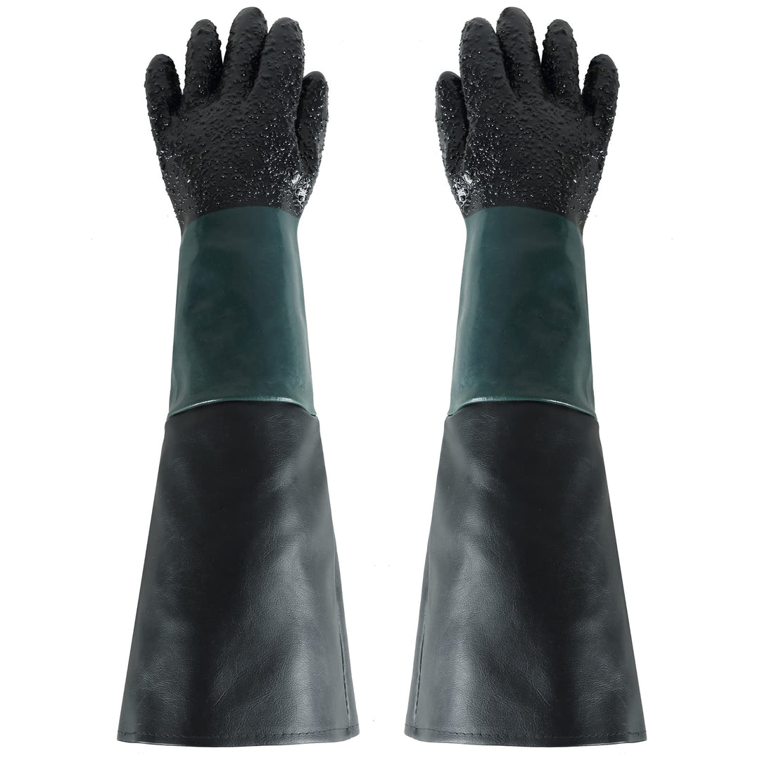 Rubber Sandblasting Sandblaster Gloves | 23.6 Heavy Duty Rubber Sandblaster Gloves for Abrasive Blasting be Used on Sandblast Cabinet Sand Blasting Gloves With Particle Palm