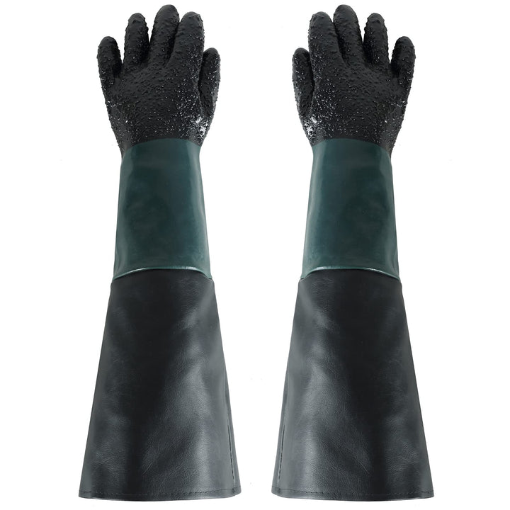 Rubber Sandblasting Sandblaster Gloves | 23.6 Heavy Duty Rubber Sandblaster Gloves for Abrasive Blasting be Used on Sandblast Cabinet Sand Blasting Gloves With Particle Palm