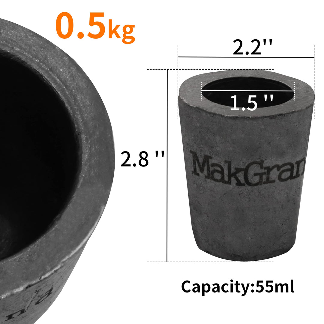 0.5KG Clay Graphite Crucibles, Melting Casting Metal, Withstand The High Temperature 1800(3272°F), Refining Aluminum Gold Silver Copper Glass, Casting Tools(500g)