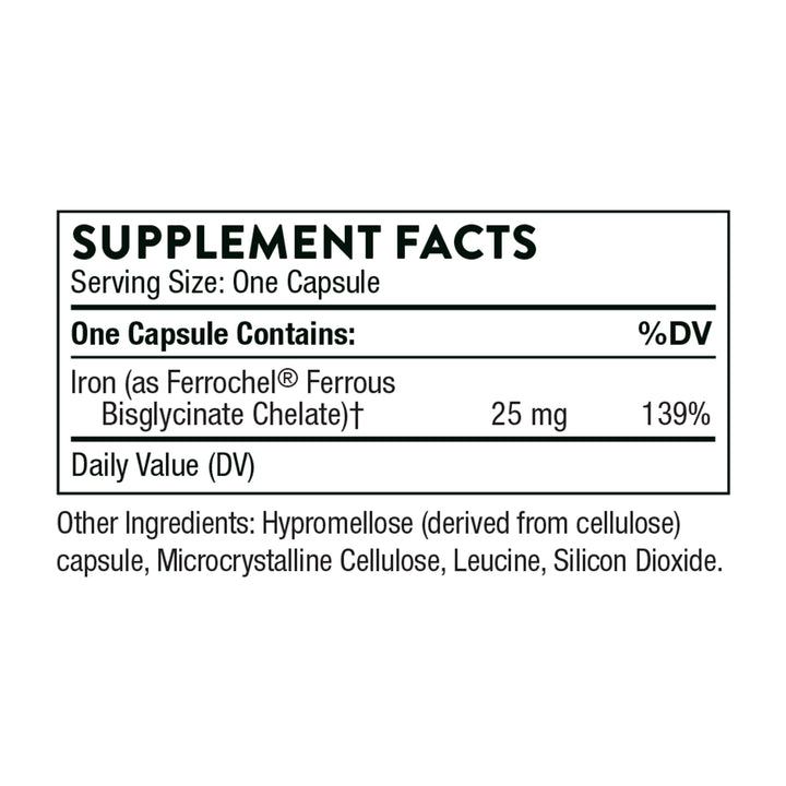 THORNE Iron Bisglycinate - 25 mg Iron Supplement for En