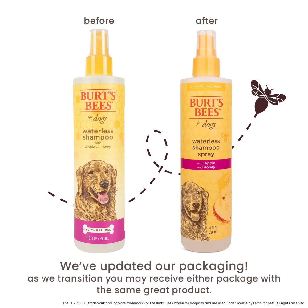 Burt's Bees for Pets Waterless Shampoo Spray for Dogs with Apple and Honey, 99.1% Natural Origin Formulas, Waterless Dog Shampoo - Gentle Dry Shampoo for Dogs, Best Dog Shampoo, 10 oz