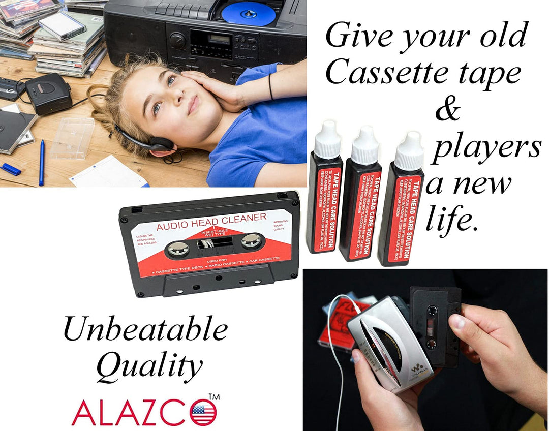 Audio Tape Cassette Head Cleaner w/ 3 Cleaning Fluids C