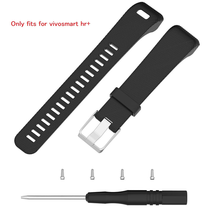 Strap Compatible with Vivosmart HR+ Bands Replacement Striped Sport Straps with Tool Kits for Garmin vívosmart HR Plus Tracker (Black)