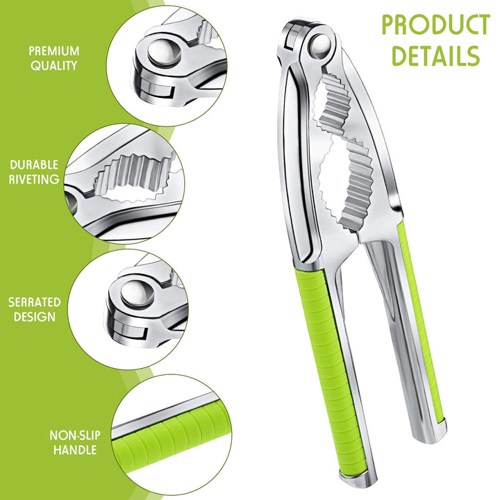 2 Pieces Walnut Cracker Tools Walnut Nutcrackers Metal Nut Shell Openers Nut Shell Breakers Crackers Kitchen Tools with Non-slip Handle for Pecans Hazelnuts Pistachio (Green)