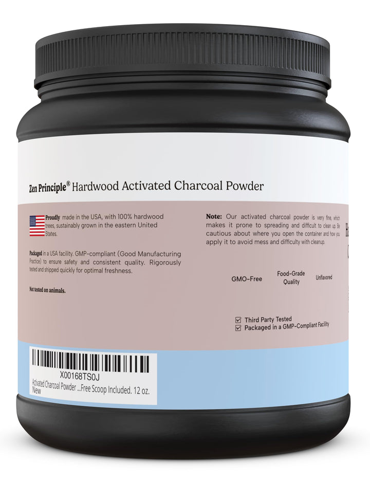 Activated Charcoal Powder only from USA Hardwood Trees. All Natural. Whitens Teeth, Rejuvenates Skin and Hair, Supports Better Digestion. Free Scoop Included. 12 oz.