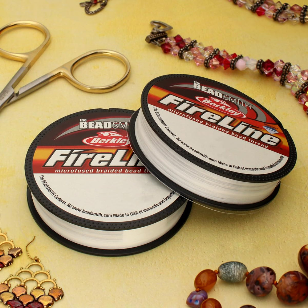 Fireline by Berkley – Micro-Fused Braided Thread – 6lb. Test, 006”/.15mm Diameter, 50 Yard Spool, Crystal Color – Super Strong Stringing Material for Jewelry Making and Bead Weaving