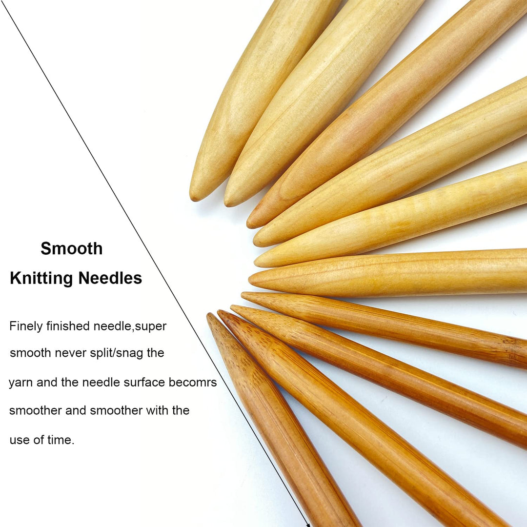 Weabetfu Large Size Bamboo Knitting Needle Straight Sin