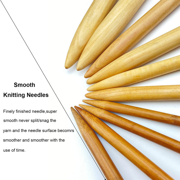 Weabetfu Large Size Bamboo Knitting Needle Straight Sin