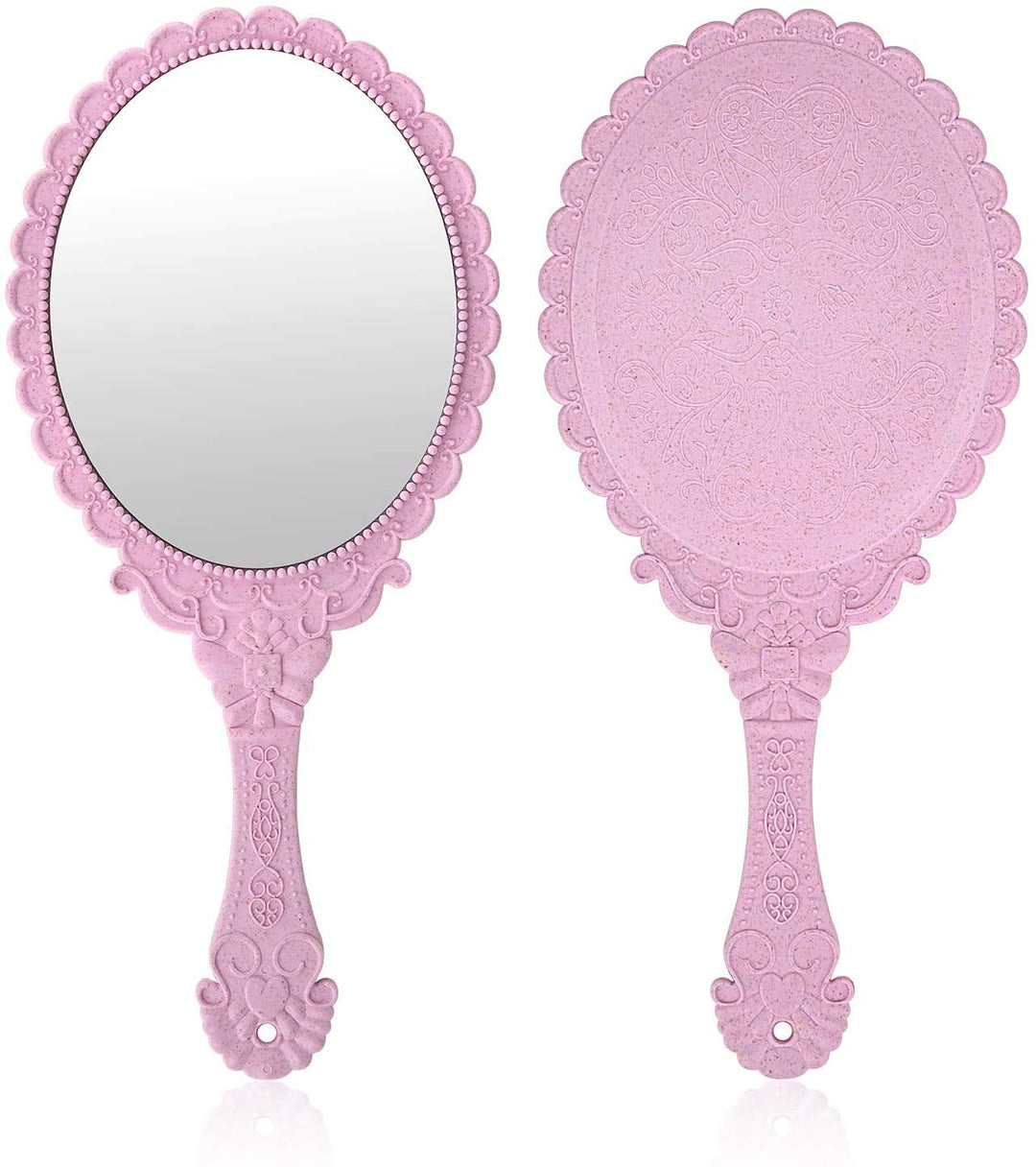 XPXKJ Nano Pink, Oval: Handheld Mirror with Handle, for Vanity Makeup Home Salon Travel Use (Oval, Nano Pink)