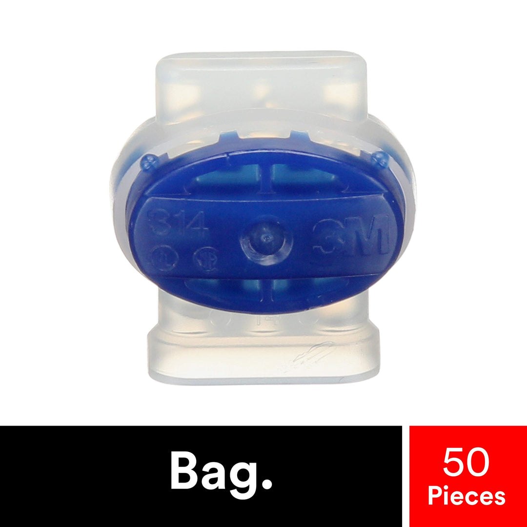 Scotchlok Electrical IDC (Insulation Displacement Connector) 314-BOX, Pigtail, Self-Stripping, Moisture-Resistant, Blue, 22-14 AWG (solid/stranded), Pack of 50