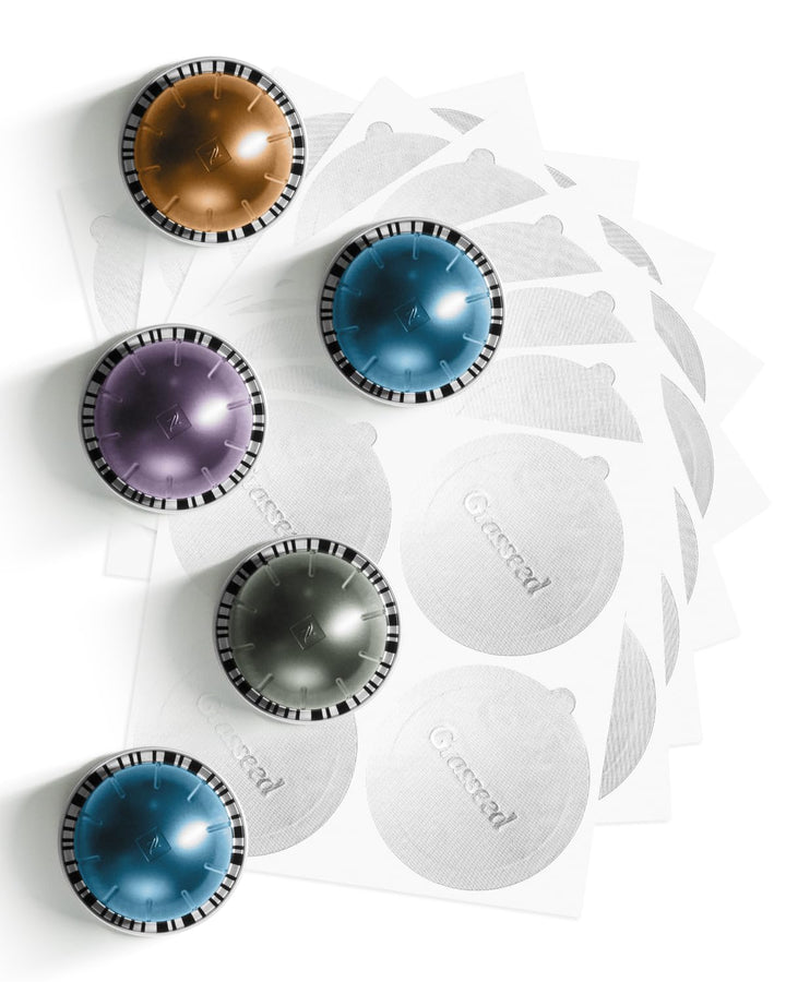 Aluminum Foil Lids to Reuse Vertuo Pods, Pod Covers for Seals VertuoLine Capsules Compatible with Nespresso Vertuo Pods - 100Pcs