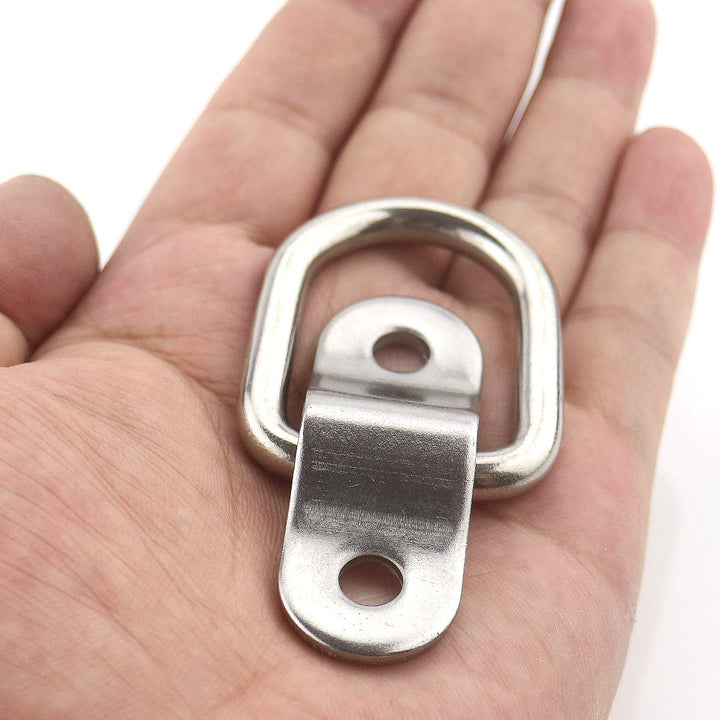 D Rings Tie Down Anchors 1/4 Stainless Steel D Ring 1200bls Breaking Strength,6pcs Heavy Duty Trailers Bracket Surface Mount Hooks with Screws Securing Cargo for Boats,Trucks,Camper