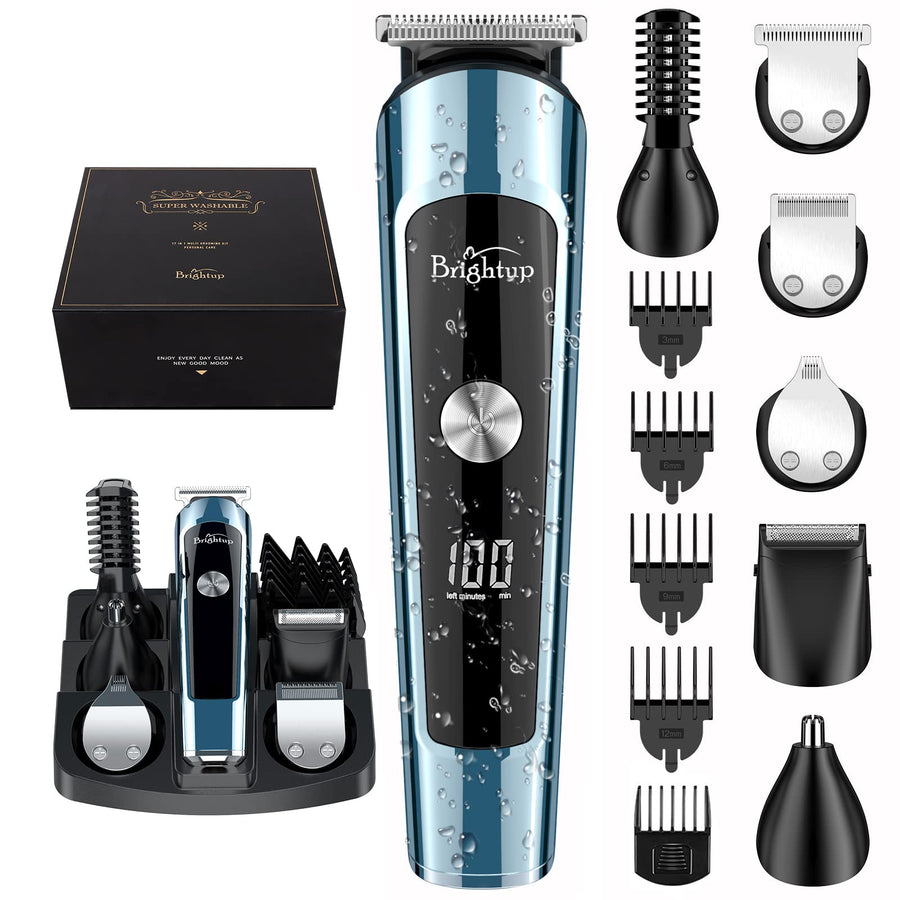 Beard Trimmer for Men, IPX7 Waterproof Mens Grooming Kit with Cordless Hair Clippers, Electric Razor with LED Display, Shavers for Mustache, Body, Face, Ear, Nose Hair Trimmer, Gifts for Men