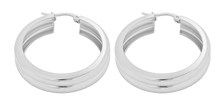 Edforce Women&#39;s Stainless Steel Double Round Hoop Earrings, (6mm x 25mm)