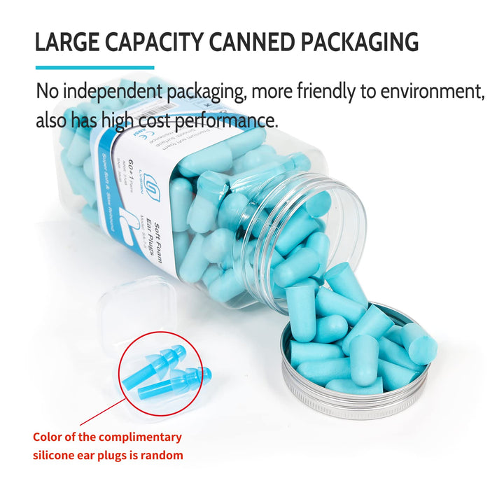 LYSIAN Ultra Soft Foam Earplugs 60 Pairs with Reusable 