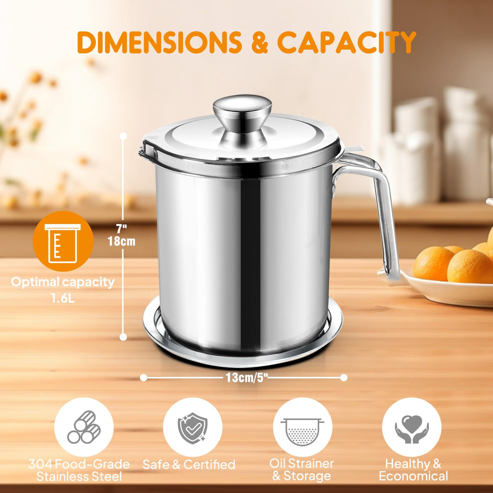Chihee Grease Container Stainless Steel Bacon Grease Sa