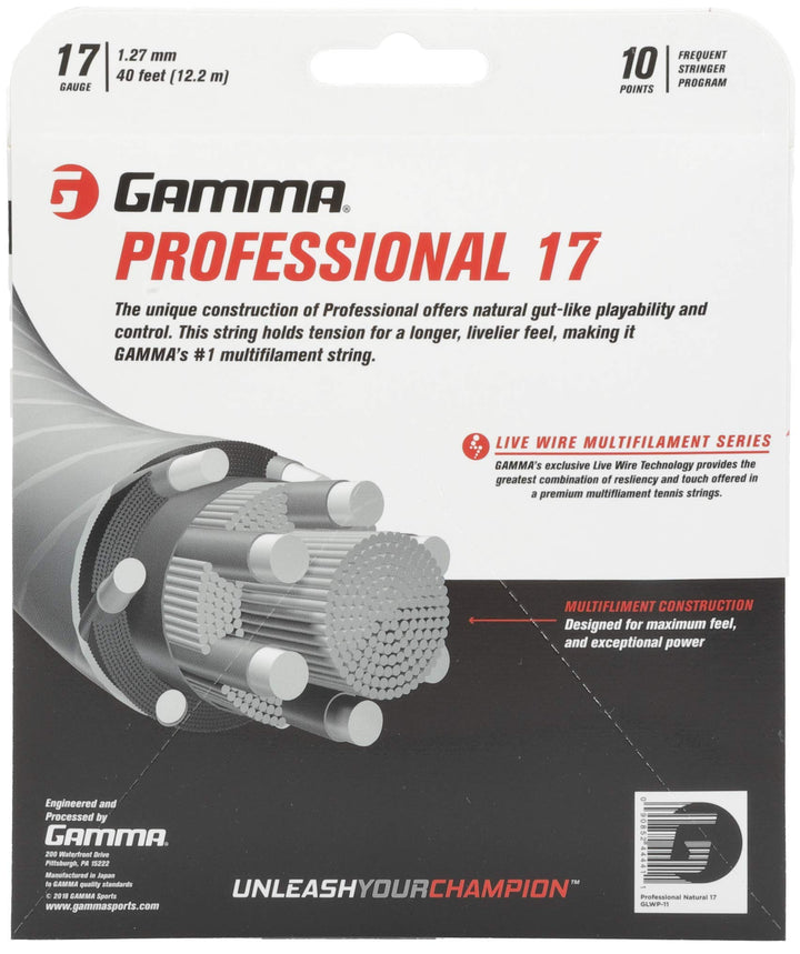 Gamma Live Wire Professional 17G Tennis String, Natural