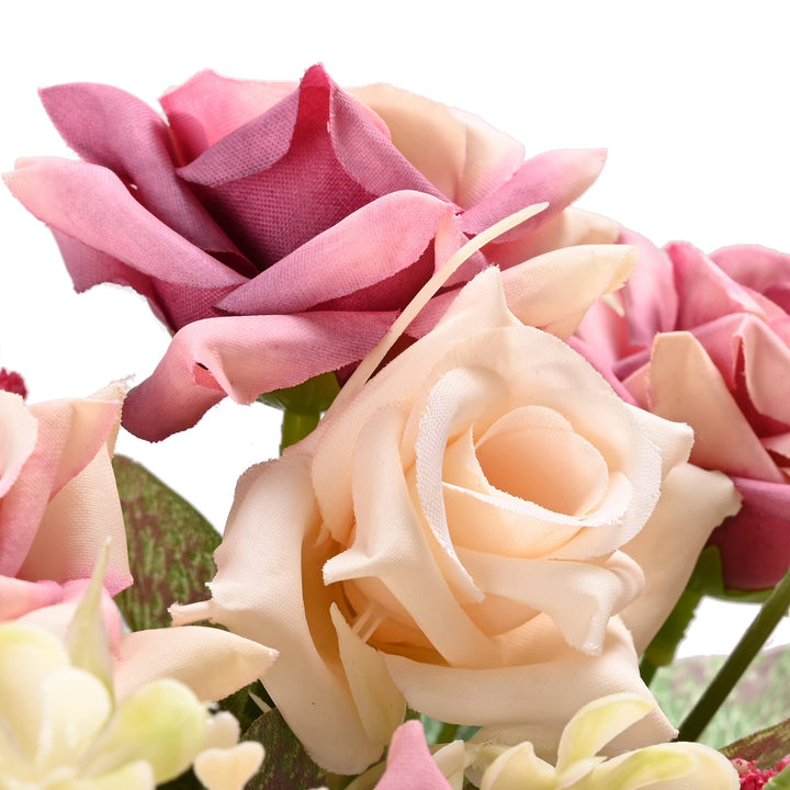 2Pcs Artificial Pot Flowers White/Pink Faux Lavender Potted Fake Flower Arrangements in Slurry Pots for Home Office Farmhouse Decoration Table Centerpieces Shelf Small Plant Decor