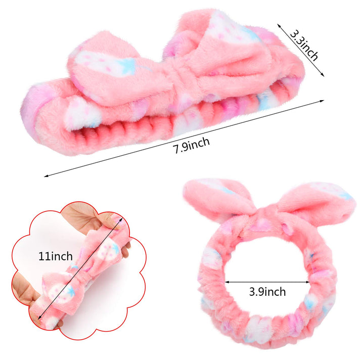 3 Pack Microfiber Bowtie Headbands Makeup Headbands Wash Spa Yoga Sports Shower Facial Adjustable Hair Band for Girls and Women (Color Set 4) : Color Set 4