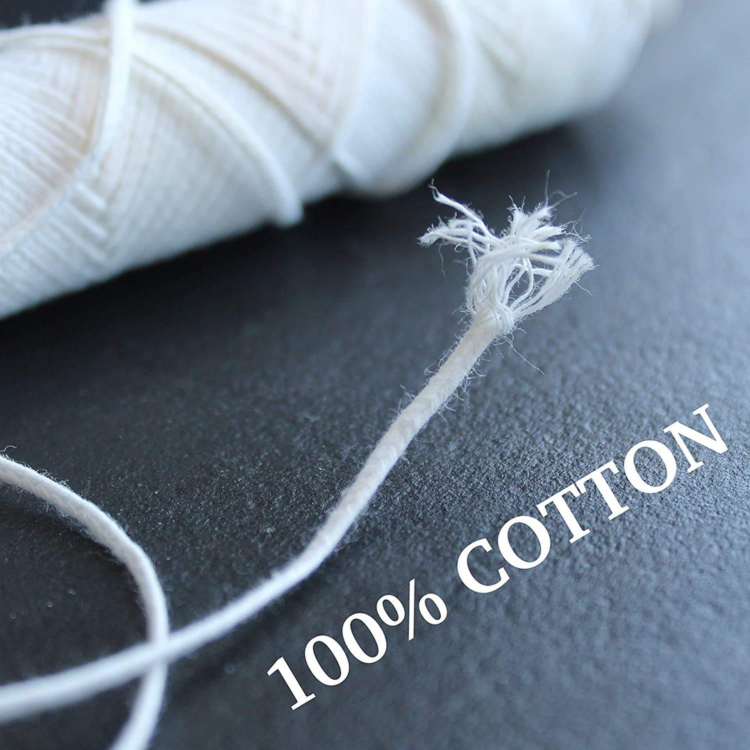 Candle Wick 50 Ply 2.9mm Thick 200 ft 66 Yards 100% Cotton Wick Roll Bulk Squared Braided Wicks Spool Large Pillar Candle Wicks for Candle Making