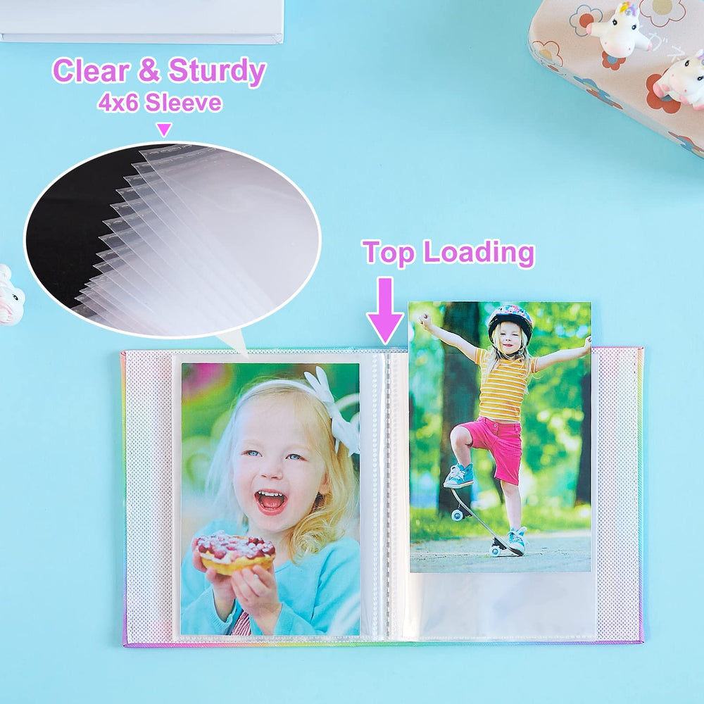 2 Pcs Small Photo Albums 4x6, Mini Photo Albums Cute Unicorn Picture Album Holds 52 Photos Leather Photo Book for Baby Kids Birthday, Family, Anniversary, Travel
