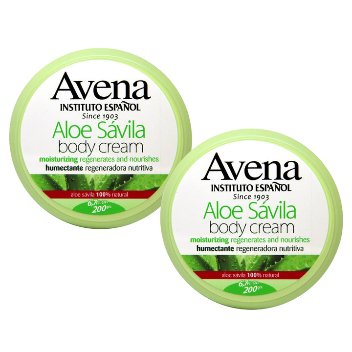 EspaÃƒ±ol Avena Aloe Vera Body Cream Moisturizing with Aloe Helps to Regenerate and Nourish your Skin Fresh and Mild Scent 2-pack Of 6.7 FL Oz Body Cream (Jars)