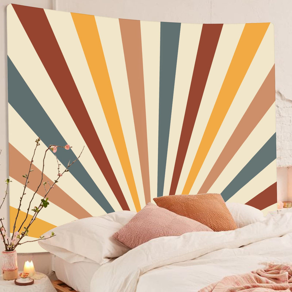 Sun Tapestry, Vintage Boho Tapestry Wall Hanging Aesthetic Rainbow Abstract Tapestries for Bedroom Bohemian Wall Retro Decor