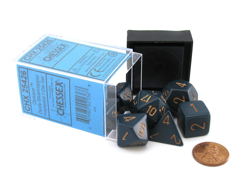 Chessex Polyhedral 7-Die Opaque Dice Set - Dusty Blue w