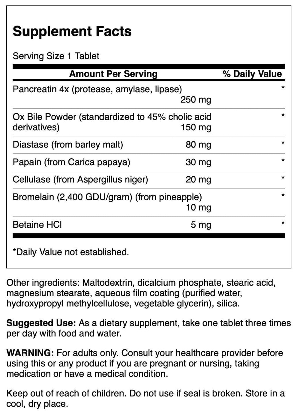 Digestive Enzymes 180 Tabs