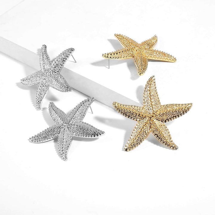 Halloween Statement Big Starfish Earrings Gold Star Earrings for Women Fashion Jewelry Casual Women Accessories for Bridesmaids Gift and Women(Gold)