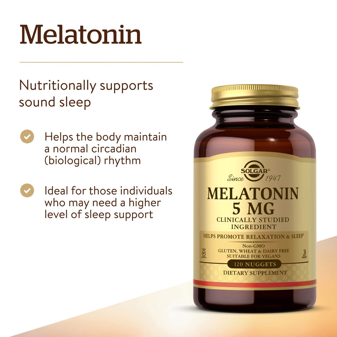 Solgar Melatonin 5 mg, 120 Nuggets - Helps Promote Rela
