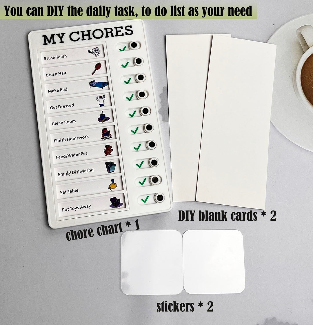 Chore Chart Memo Checklist Board Daily to Do List Planner Check for Kids Adults Multiple Items and Form Good Habit (My Chores)