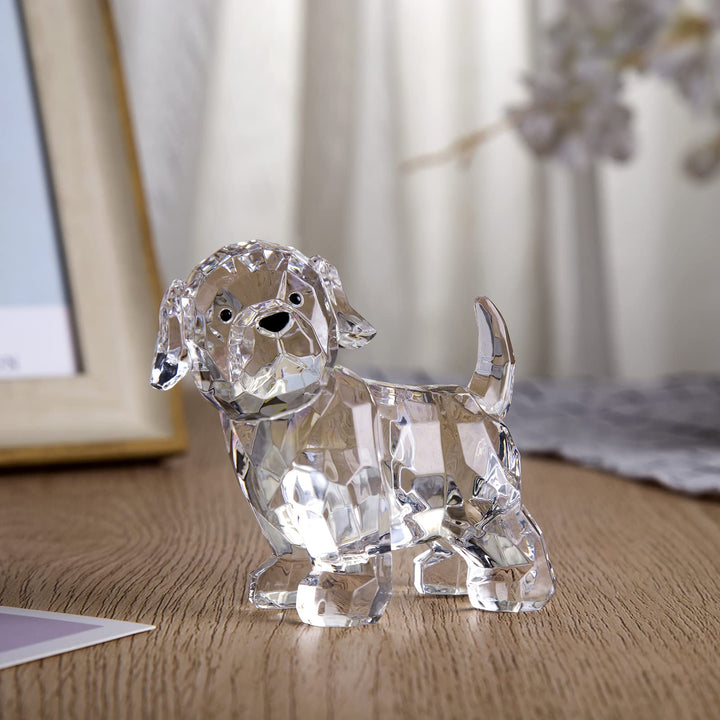 3.25 Inch Clear Lab Puppy Dog Figurines Collectibles Labrador Retriever Statue Acrylic Dog Pet Sculpture Home Decor Not Crystal (A)