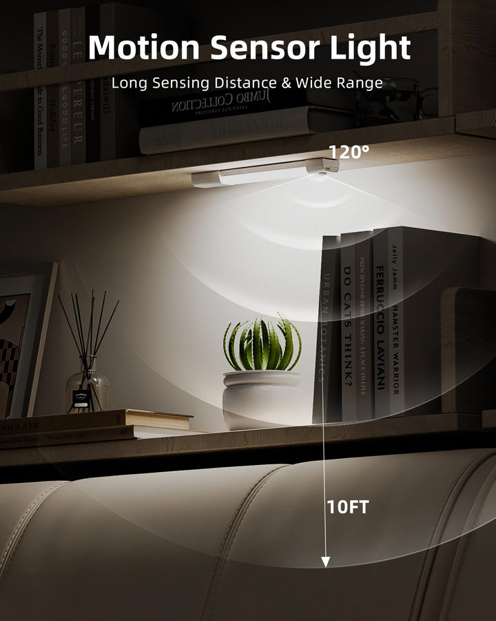 Under Cabinet Lights, Wireless Rechargeable Motion Sensor Light Indoor, Dimmable Led Closet Light Battery Operated Under Cabinet Lighting, Under Counter Lights for Kitchen, Wardrobe 3500K(Warm)