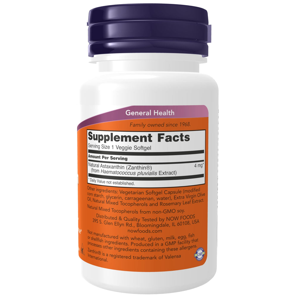 NOW Foods Supplements, Astaxanthin 4 mg, features Zanth