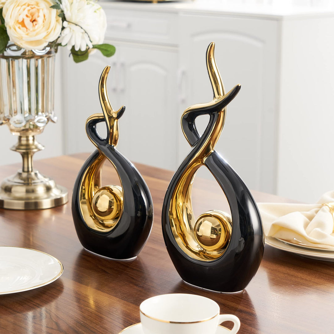 Home Decor Modern Art Ceramic Statue, Table Decorations for Living Room Dining Room, Coffee Table Centerpiece Shelf Decor Great Gift Idea 12.2 H (Black, Large)