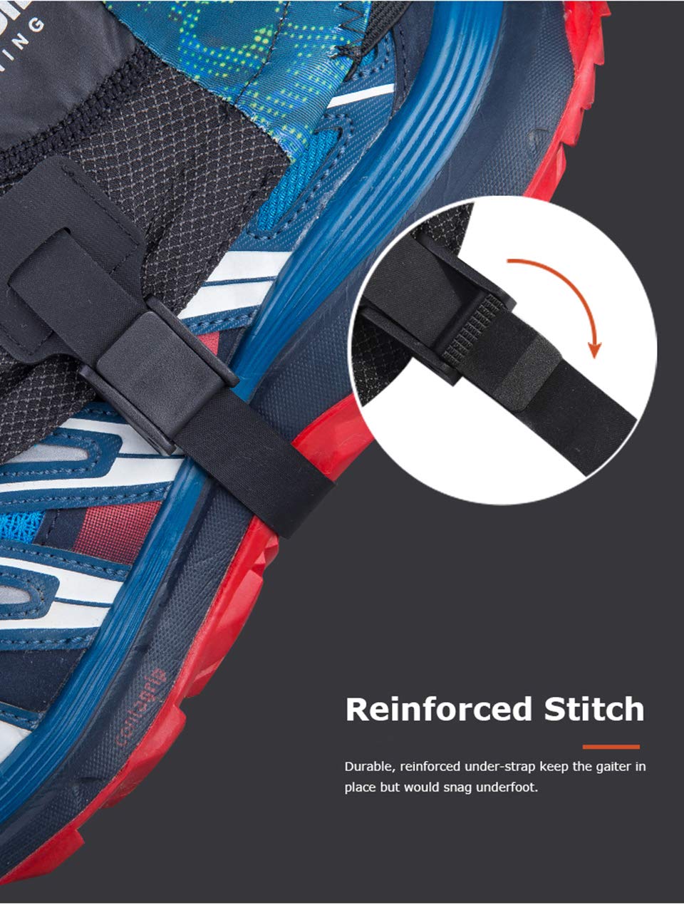 1 Pair Low Trail Running Gaiters Sandproof Ankle Gaiters Lightweight Protective Reflective Shoe Covers for Hiking Walking Marathon