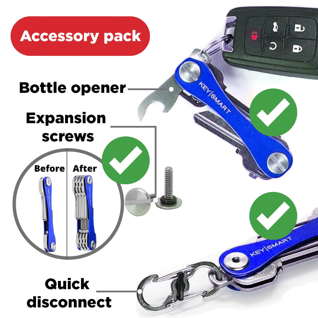 KeySmart - Compact Key Holder and Keychain Organizer (w/Expansion Pack-14 Keys, Quick Disconnect and Bottle Opener)