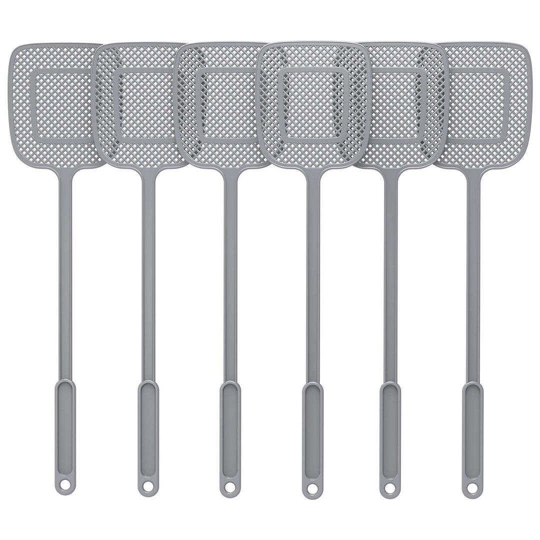MR.SIGA Heavy Duty Long Handle Fly Swatter, Gray, 6 Pac