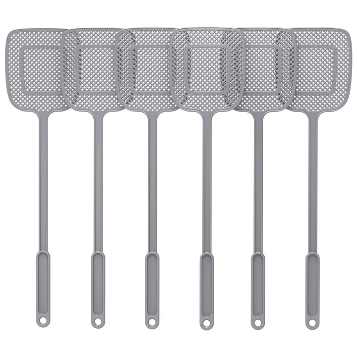 MR.SIGA Heavy Duty Long Handle Fly Swatter, Gray, 6 Pac
