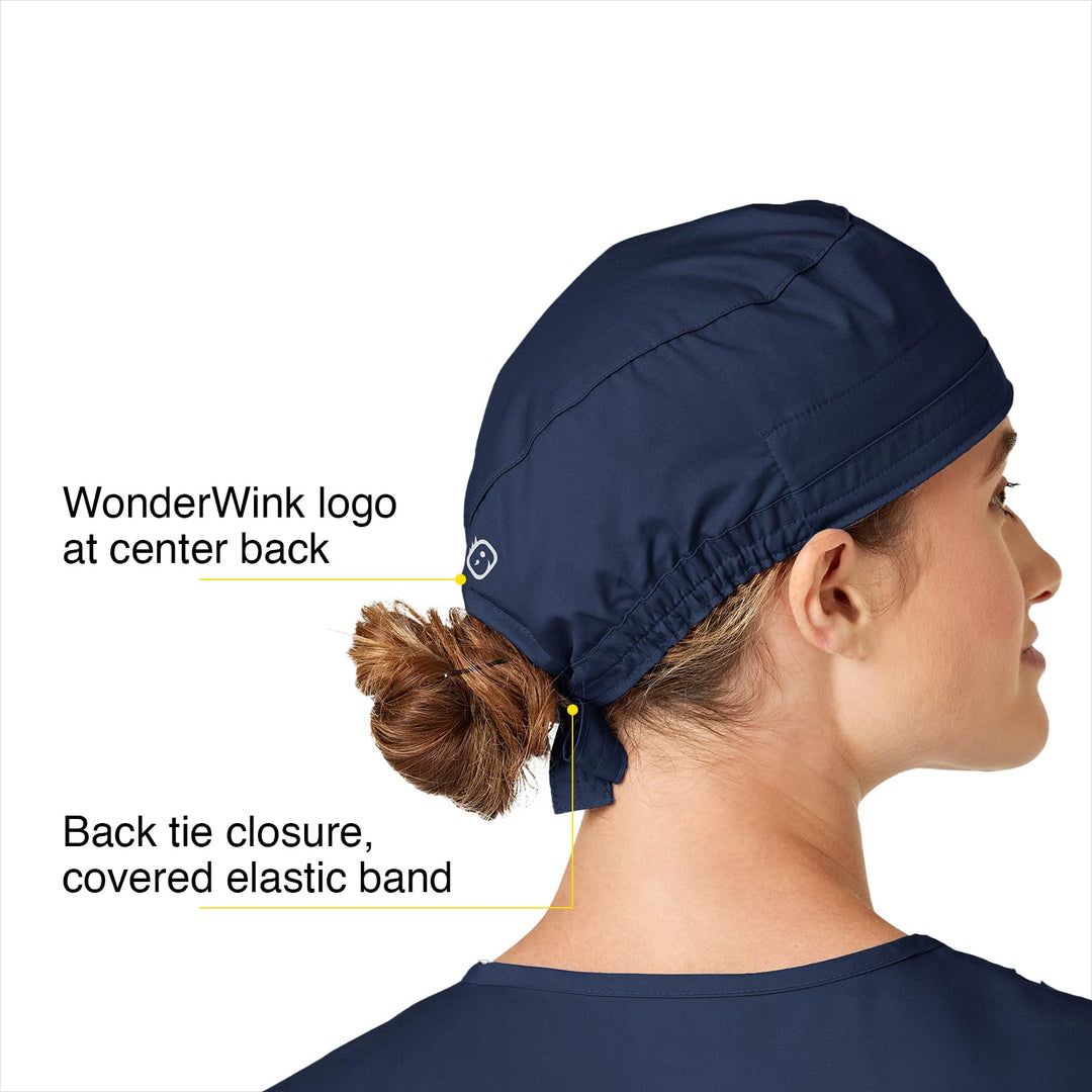 Unisex Tie Back Scrub Cap, Navy, One Size