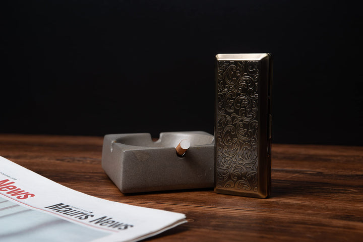 Metal Carry Cigarette Case, Double Sided Spring Clip,Holds 10 100mm Cigarettes (Vines Bronze)