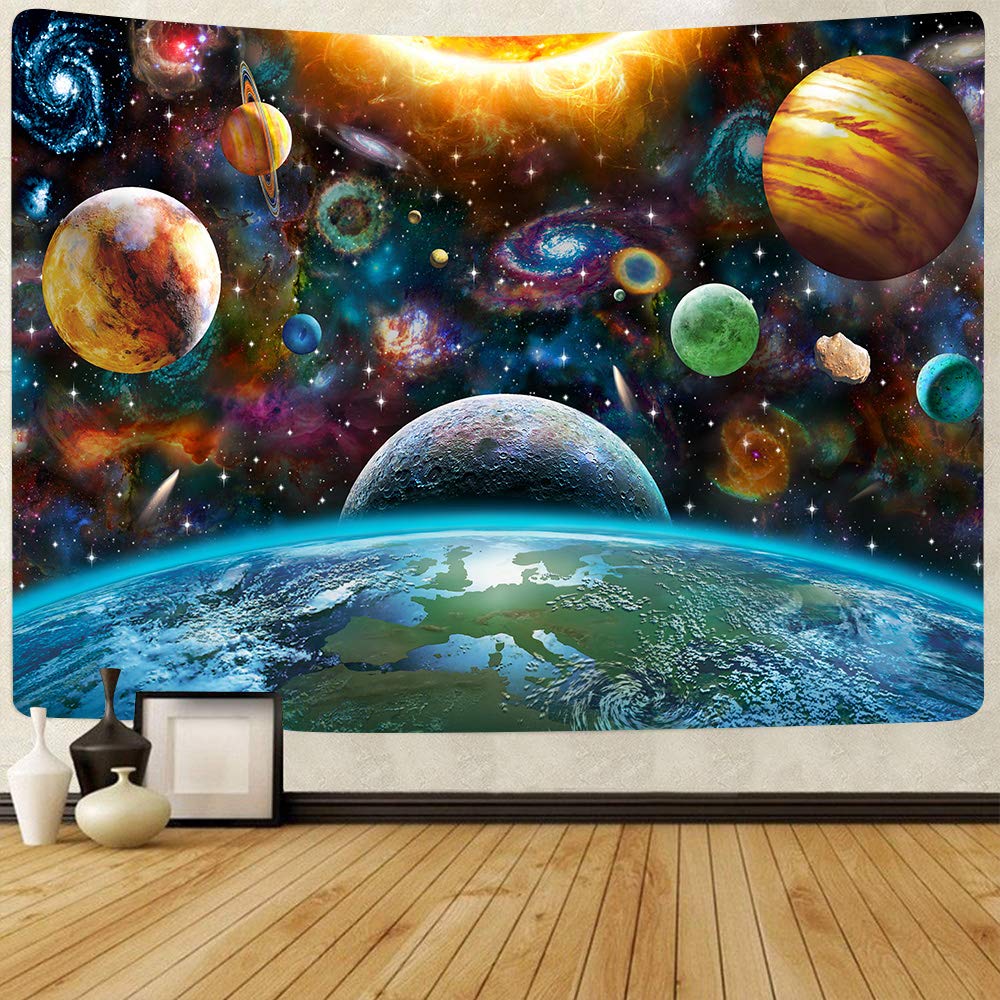 Space Planet Tapestry Galaxy Universe Planets Tapestry Solar System Tapestry Wall Hanging Tapestries for Bedroom Living Room Apartment Dorm Decorations 80x60 Inches GTZYAY243
