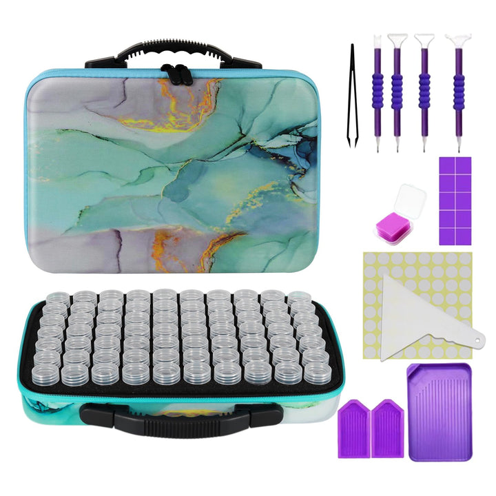 Diamond Painting Storage Container, Accessory Kit with Tools, Shockproof Storage Box for Diamond Art Craft Jewelry Bead Rhinestone Organizer, 60 Slots