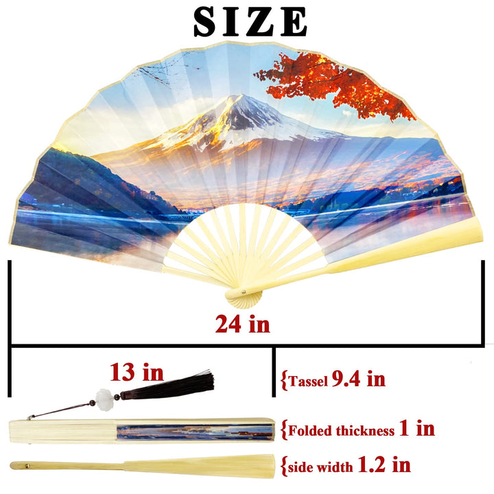 2PCS Large Folding Fans - Handheld Fan Foldable,Asian/Chinese/Japanese Hand Fans, Festival Fan Pride Accessories for Women
